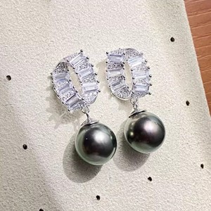 Boucles d'oreilles en argent S925 22649, accessoires de perles DIY à la mode avec perles de 9 à 11 mm, support vide pour femmes - Product Image 4