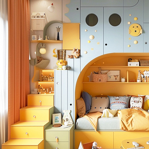 <span class=keywords><strong>Letto</strong></span> a Castello a Due Piani Colorato <span class=keywords><strong>Letto</strong></span> su Misura Progettato da AI Design Personalizzato per <span class=keywords><strong>Cameretta</strong></span> Bambini con Colori Vivaci - Product Image 3