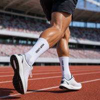 Chaussettes de sport professionnelles blanches à logo personnalisé, respirantes, en maille, avec soutien de la voûte plantaire et compression, pour la course à pied