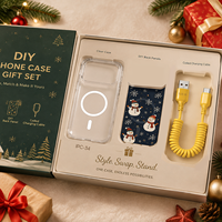 Ensemble cadeau de coques de téléphone de Noël IPC-34, support magnétique transparent avec panneau arrière Bonhomme de neige, support interchangeable en plastique tendance style DIY