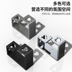 Étagère d'angle adhésive murale en acier inoxydable 304 pour lavabo, support de rangement de salle de bain durable, gris naturel/noir - Product Image 5