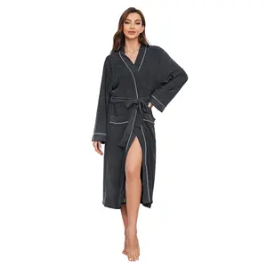 MQF 2023 New Style Black And White Women's Striped Pajamas Robe For Ladies