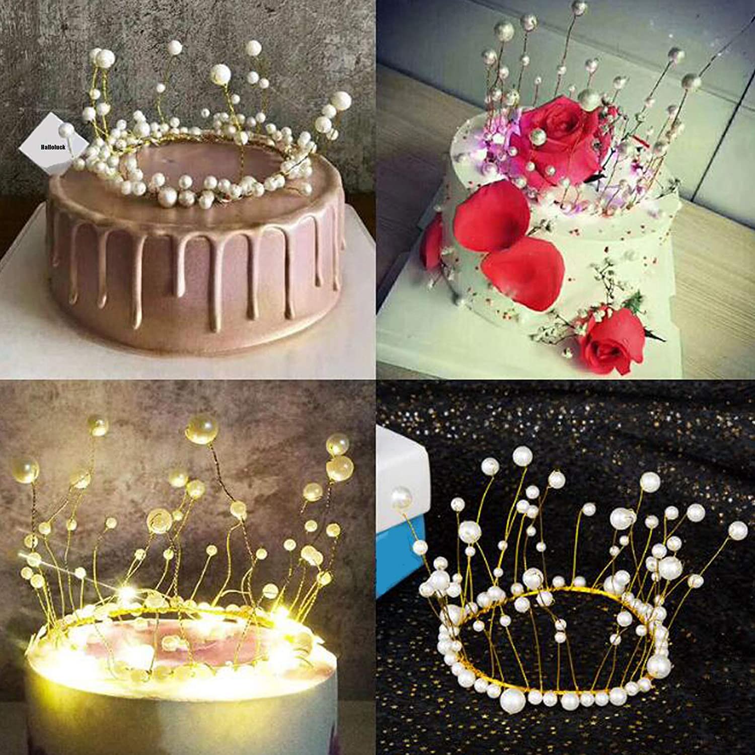 Set Di 2 Mini Coroncine Per Torta – Decorazioni Con Perle E Strass A Tema Principessa Per Compleanno, Matrimonio, Festa - 2