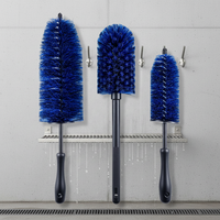 CTB-001 Ensemble professionnel de 3 brosses de détaillage pour jantes (têtes coniques/en forme de sapin de Noël)