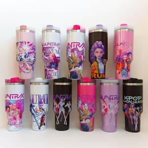 Kawaii Anime Kpop Demon Hunters Water Bottle Double Wall Vacuum Tumbler Children's <b>Reusable</b> Travel School Student Drink <b>Cup</b> - Product Image 3