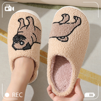 Pantoufles de boutique pour femmes, motif Teckel de dessin animé, d'intérieur, en peluche, moelleuses, douillettes, en coton et fourrure, pour la maison