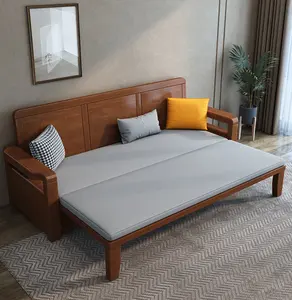 Fabrika basit tasarım fonksiyonel katlanır uyku uzanma kanepesi yatak ahşap kanepe Cum yatak depolama çekmeceli oturma odası kanepe