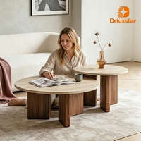 Paire de tables basses gigognes carrées avec plateau en bois massif, design moderne, pliables, ensemble de 3 pièces pour salon, chambre et bureau à domicile