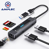 Adaptor OTG 5-in-1 OEM Laris Manis 100 Mbs Port Jaringan RJ45 Docking Station Tipe-C/USB3.0/2.0 TF/SD Ekspansi USB Stok 100% Tersedia