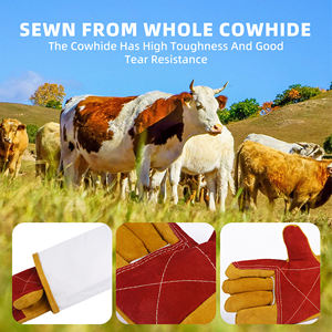 Guantes de cuero reforzados con protección contra mordeduras de animales antiarañazos para entrenamiento de perros, guantes resistentes a mordeduras para mascotas - Product Image 3