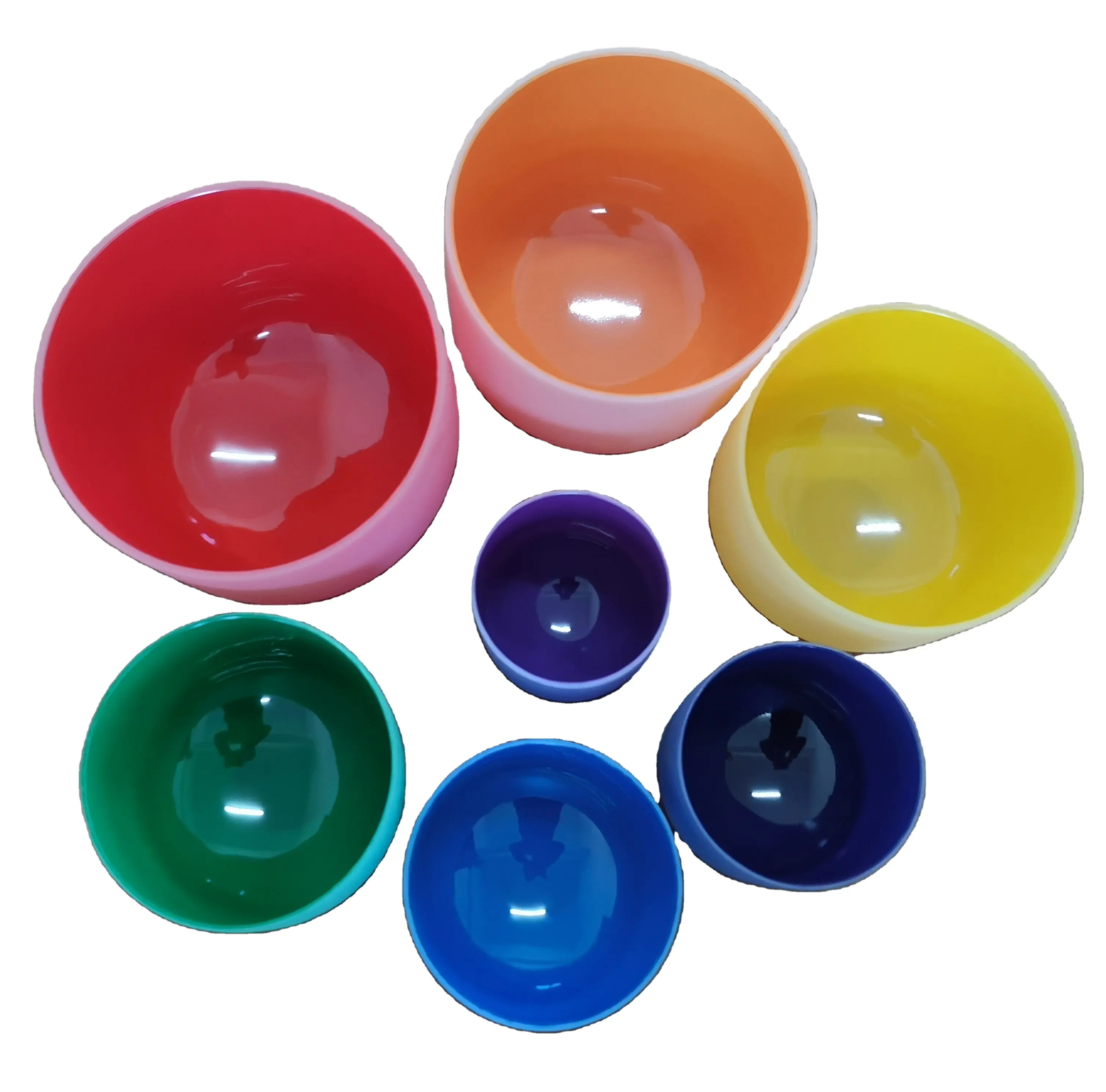 Матовые 7 цветов кварцевые поющие чаши для звуковой лечебной терапии