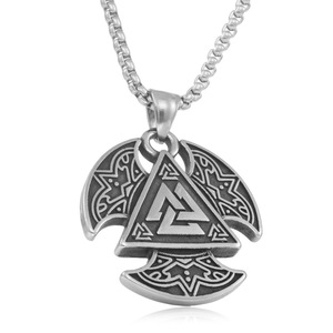 Pendentif triangle Viking en acier inoxydable, collier géométrique unisexe pour hommes et femmes, style rétro punk - Product Image 2