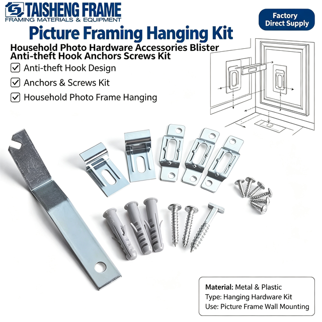 Household Photo Hardware Accessories Blister Anti-theft Hook Anchors Screws Kit Picture Framing Hanging Kit TS-K258
