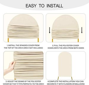Custom Size Beige Spandex Wedding <strong>Arch</strong> Covers Set of 3 Top <strong>Stretch</strong> Backdrop Fabric 10ft+ 6ft Wide for Wedding Event Decoration - Product Image 5