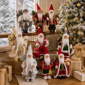 Hot Sale 12-Inch Luxury Christmas Decorations Standing Santa Claus Doll with Gift <b>for</b> Window Display - Product Image 2