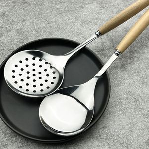 Lot de 6 ustensiles de cuisine en gros – Ensemble d'ustensiles de cuisson en acier inoxydable avec manche en bois pour la maison et la restauration - Product Image 4