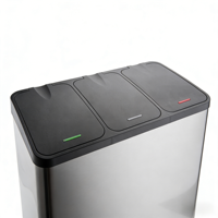 Poubelle rectangulaire en acier inoxydable trois-en-un pour salle de bain et cuisine, poubelle de rangement à pédale pour espaces compacts