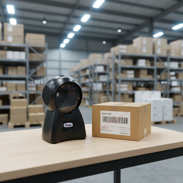 HOP-E6000 1D 2D Omnidirectional QR Code Reader Auto Sensing USB Desktop Barcode Scanner for Retail Store Supermarket Mall