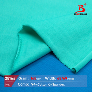 Tejido de punto liso transpirable de algodón peinado <span class=keywords><strong>40S</strong></span> con elastano, anti-bolitas, orgánico, 165GSM, para ropa deportiva de niñas, venta al por mayor - Product Image 2