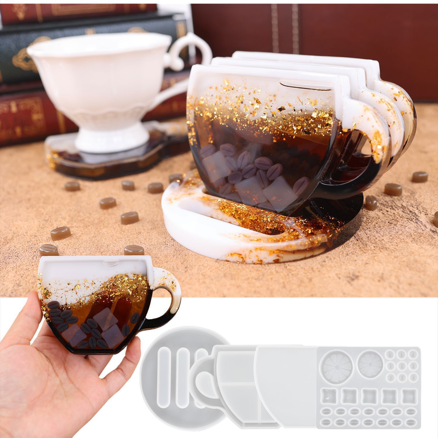 Lot De 2 Moules En Silicone Pour Bougies & Coulage - Forme Tasse Et Plaque - Résistant Au Four -40°C à +230°C