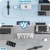 Chargeur sans fil magnétique 65W PD à charge rapide, station d'accueil 7-en-1 avec 3 ports Type-C et 3 ports USB, design pliable pour ordinateurs portables et appareils mobiles, prise CA UK