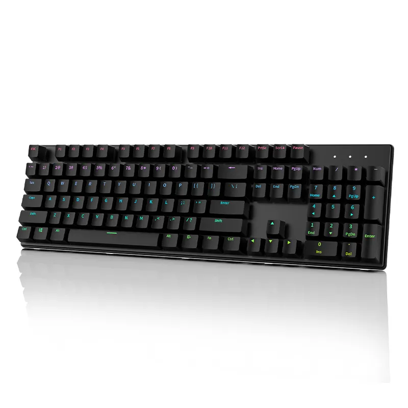 104 teclas PC Rainbow Usb con cable inalámbrico Blueteeth mecánico Gamer Gaming Keyboard con luz Led RGB retroiluminado