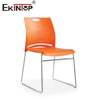 Chaise empilable en plastique rembourrée Ekintop, cadre métallique, sans accoudoirs, pour bureau et conférence – Offre Spéciale