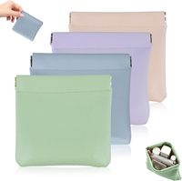 Pochette en cuir PU imperméable avec fermeture à pression, mini sac à monnaie en cuir, pochette à bijoux portable en PU, sac de rangement, porte-monnaie