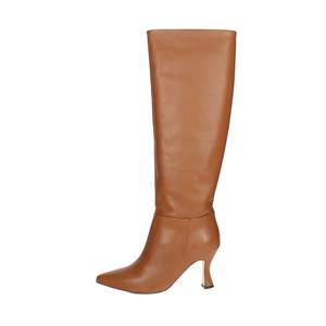 Paola Ferri Bottes hautes en cuir pour femme D4649, style à talons marron - Product Image 1