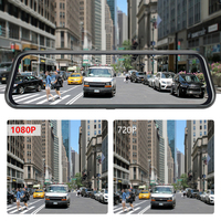 Caméra Miroir pour Voiture 10 Pouces Écran Tactile Enregistreur Vidéo Rétroviseur Dash Cam Caméra Avant et Arrière DVR Vision Nocturne