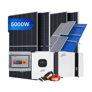 Paquete completo Inversor híbrido Batería de litio Sistema de energía de panel solar Sistema de energía solar de 5000 vatios para el hogar