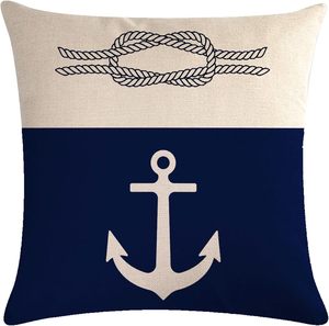 4 fundas de <span class=keywords><strong>almohada</strong></span> <span class=keywords><strong>azul</strong></span> marino, <span class=keywords><strong>funda</strong></span> de <span class=keywords><strong>almohada</strong></span> con decoración de playa costera con ancla/brújula de velero, adecuada para decoración del hogar - Product Image 3