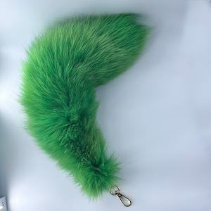 Cola de zorro auténtica de cristal de 40 cm, esponjosa, teñida de rojo, barata, con llavero y campana para juguete de gato, venta al por mayor - Product Image 6