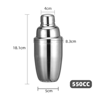 Shaker à cocktails grande capacité en acier inoxydable 304, mélangeur de boissons, passoire, outil de barman pour Martini et Margarita, accessoires de bar