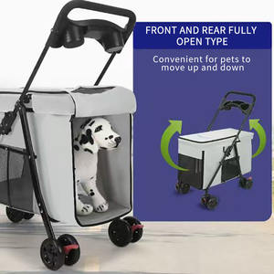 JXB Fabrika Satışı Dört Tekerlekli Katlanabilir Köpek Arabası Çevre Dostu Düğme Kapatmalı Kullanışlı Oxford Kumaş Evcil Hayvan Taşıyıcısı Seyahat - Product Image 5