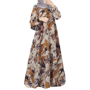 Nuevo Vestido Largo para Mujeres Musulmanas, Manga Larga, Cuello Redondo, Estampado, Holgado, Estilo Tradicional de Oriente Medio, Arabia Saudita, Malasia - Product Image 5
