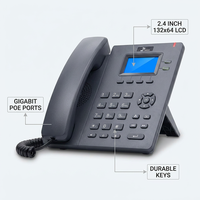 Teléfono VoIP de Escritorio SIP-T780PGN, Teléfono SIP Gigabit PoE, 2 Cuentas SIP, Pantalla LCD Retroiluminada, Teléfono para Centro de Llamadas Sin Adaptador de Corriente