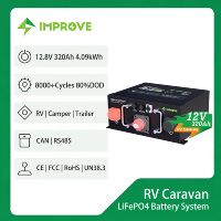 Vente en gros usine – Cellule de batterie semi-solide LiFePO4 12,8 V 320 Ah 4,09 kWh IP54 avec BMS RS485 CAN, 8000 cycles, pour camping-car et caravane