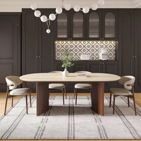 Meubles de salle à manger en bois massif modernes, ensemble table et chaises extensibles