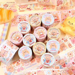 Cinta Washi serie Cream Bear con papel <span class=keywords><strong>de</strong></span> liberación, fácil <span class=keywords><strong>de</strong></span> rasgar y cortar para álbum <span class=keywords><strong>de</strong></span> recortes DIY, decoración <span class=keywords><strong>de</strong></span> diario - Product Image 6
