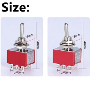 Interrupteurs à bascule 9 broches, rouge, 2/3 positions, ON-OFF/ON-OFF-ON, DPDT, mini interrupteur, 6A/125V-3A/250V AC, MTS-302, interrupteur à bouton-poussoir - Product Image 6