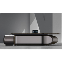 Ensemble de mobilier de bureau moderne noir en forme de L, bureau de direction, table de bureau en mélamine