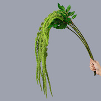 Vente en gros de tiges d'amarante artificielle verte et bordeaux, fleurs artificielles suspendues pour décoration d'arche de mariage, arrangement floral