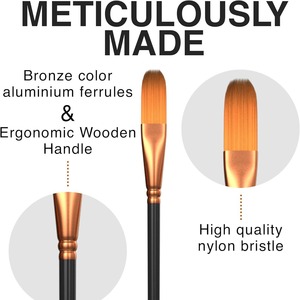 Bomeijia 12 cái tay cầm bằng gỗ Nylon Bàn chải tóc thiết lập cho nước, dầu hoặc sơn acrylic - Product Image 4