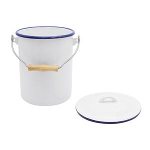 Husum Waste <b>Bin</b> White With Blue Rim And <b>Lid</b> 10L Capacity For Kitchen Use - Product Image 1