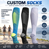 Chaussettes de sport professionnelles respirantes à compression, chaussettes élastiques de soutien du mollet, chaussettes de compression pour la course à pied et la remise en forme