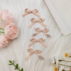 Lazo de cinta de satén pequeño prefabricado para accesorios de ropa interior, accesorio de ropa hecho a mano al por mayor y personalizado, lazo de cinta de satén de papel - Product Image 1