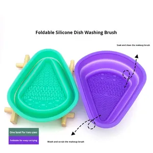 Bol de nettoyage pliable en silicone pour pinceaux de maquillage, tampon exfoliant, outil de nettoyage de masques et cosmétiques pour usage domestique - Product Image 3