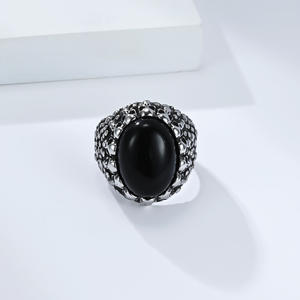 Skull Tiger Eye <b>Ring</b> For <b>Men</b> <b>Titanium</b> Steel Gemstone Index Finger Jewelry Gift - Product Image 3