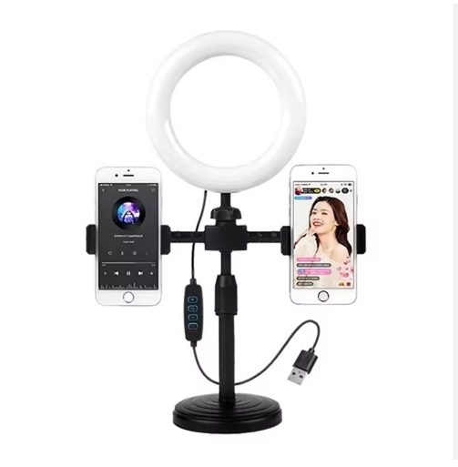 6 Inch Ring Light with Stand Selfie Ring Light with Scalable Tripod Stand & Phone Holder for Live Stream Makeup YouTube Video